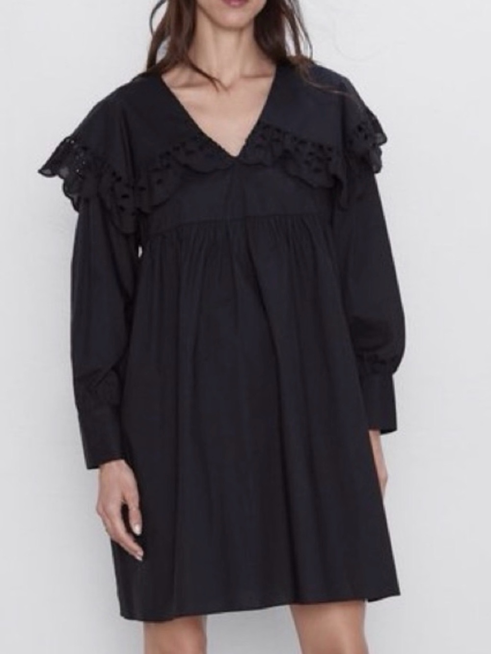 Zara Poplin Collar Babydoll Mini Dress